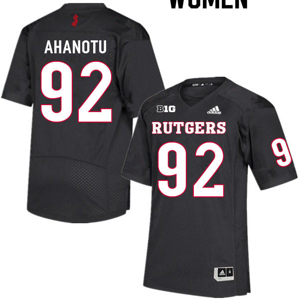 Women #92 Mayan Ahanotu Rutgers Scarlet Knights College Football Jerseys Sale-Black - Click Image to Close